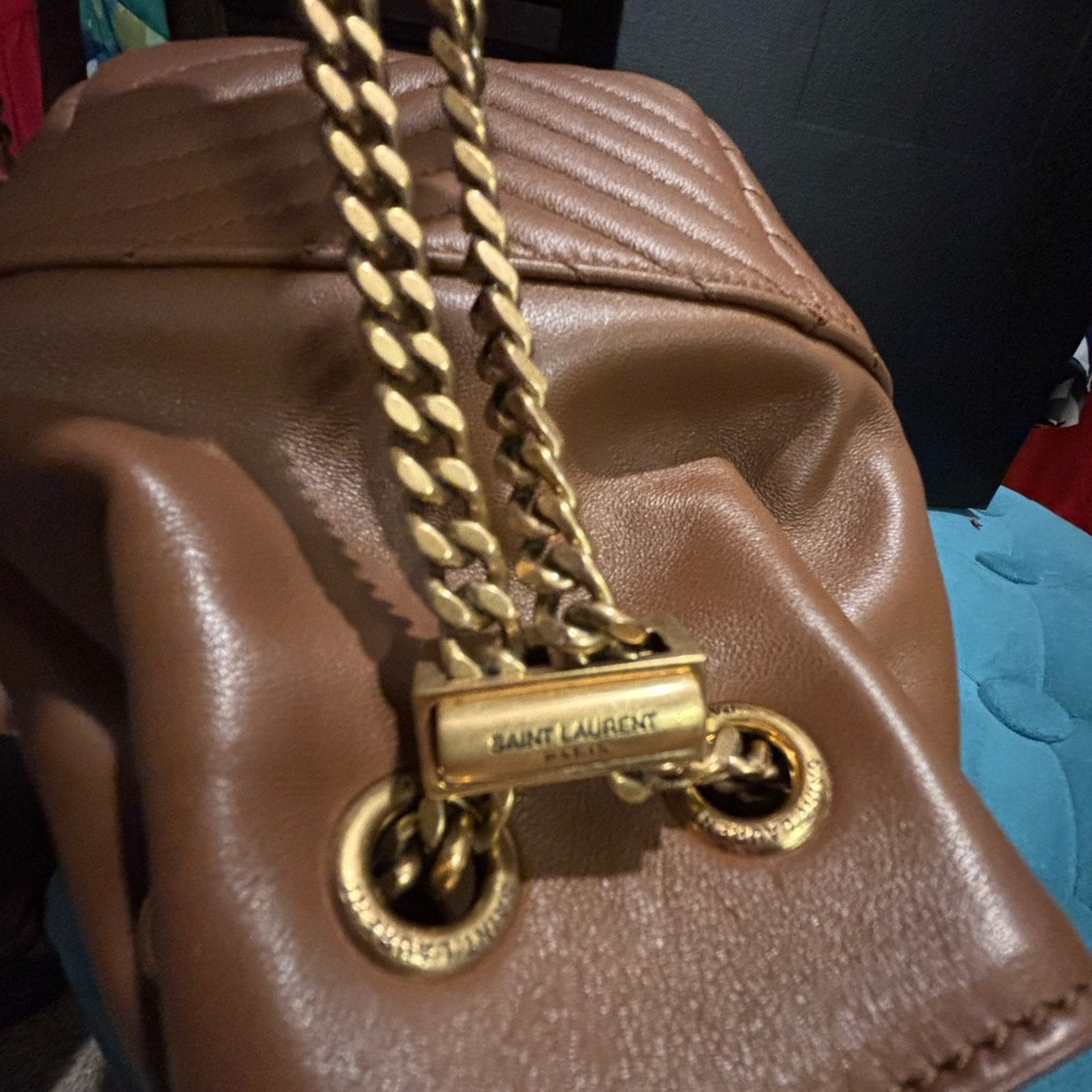 Saint Laurent Tan Leather Bucket Bag - Picture 3 of 14